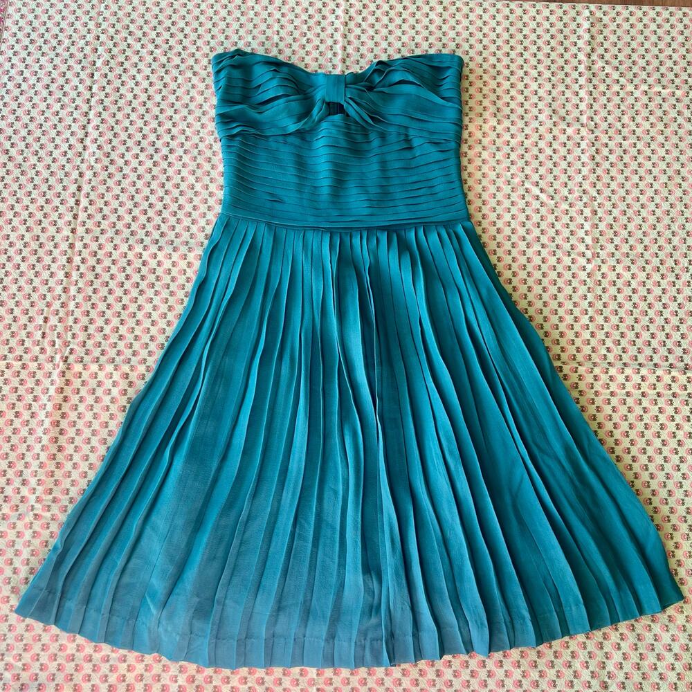 Antik Batik Teal Strapless Pleated Midi Dress